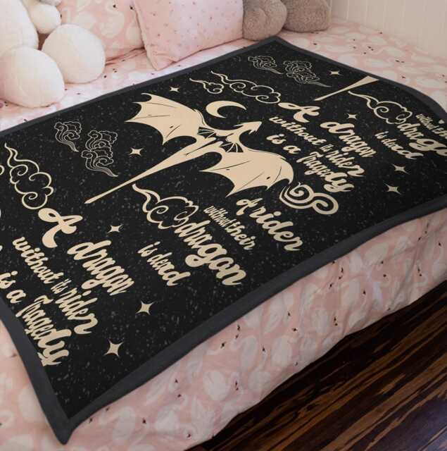 Fourth Wing Merch Blanket, Fantasy Reading, Dragon Blanket For Book Lover, Throw, Velveteen, Rider Merch - image 1