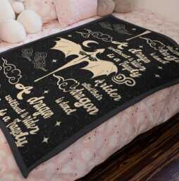 Fourth Wing Merch Blanket, Fantasy Reading, Dragon Blanket For Book Lover, Throw, Velveteen, Rider Merch - thumbnail 1