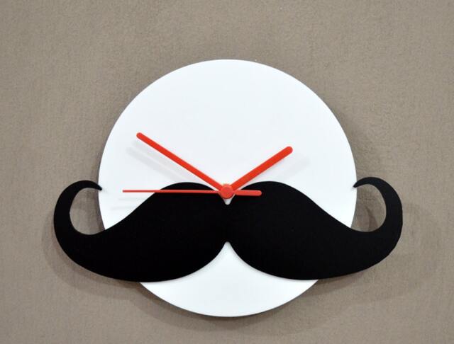 Hipster Moustache - Black & White Wall Clock - image 1