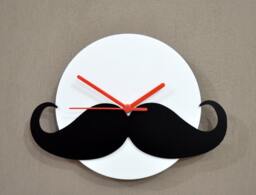 Hipster Moustache - Black & White Wall Clock - thumbnail 1