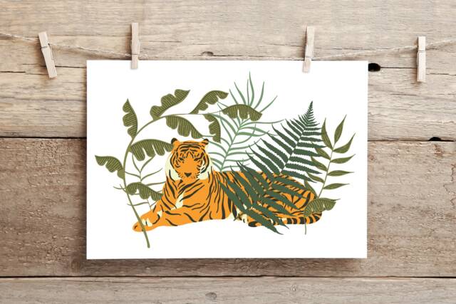 Tiger Print- Leopard - Jungle Animals Safari Magic Kingdom Lion Zebra Tiger Giraffe Wall Art Nursery Kids Bedroom