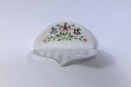 Handmade Ceramic Wall Soap Dish Retro Floral Bathroom Decor, Pink & Purple