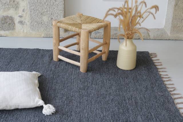 Large Charcoal Gray Rug 140x200 cm, Anthracite Rug, Living Room Area Washable Cotton Bedroom Bohemian - image 1
