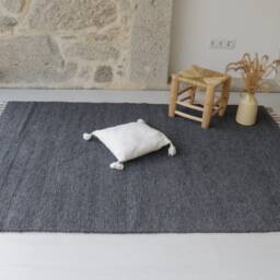 Large Charcoal Gray Rug 140x200 cm, Anthracite Rug, Living Room Area Washable Cotton Bedroom Bohemian - thumbnail 2