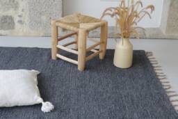 Large Charcoal Gray Rug 140x200 cm, Anthracite Rug, Living Room Area Washable Cotton Bedroom Bohemian - thumbnail 1