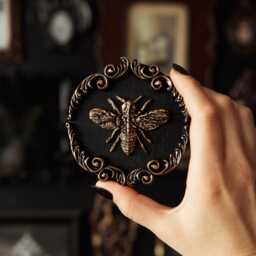 Ornate Bee Round Wall Decor/Gothic Gallery Gap Filler Handmade By House Of Persephone Small Velvet Backed in Silver Or Gold - thumbnail 4