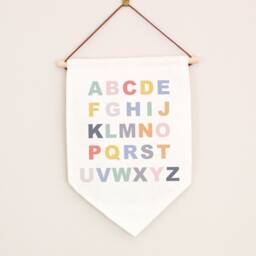 Rainbow Alphabet Linen Flag, New Baby Gift, Wedding Or Anniversary Gift, Nursery Decor, Wall Banner Flag, Pennant Room Decor - thumbnail 2
