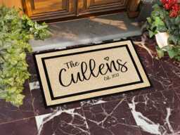 Customized Family Welcome Mat - Personalized Last Name Doormat Unique Housewarming Gift - thumbnail 1