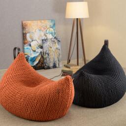 Orange/Peach Living Room Chair, Adult Bean Bag Pillow Pouf, Fireside Lounge Kids/Adult Beanbag, 37 Colors Filled Ready For Use - thumbnail 3