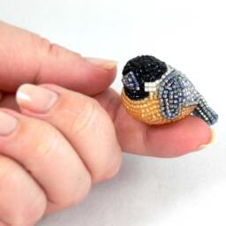 Chickadee Beaded Miniature Bird Figurine