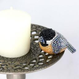 Chickadee Beaded Miniature Bird Figurine - thumbnail 2