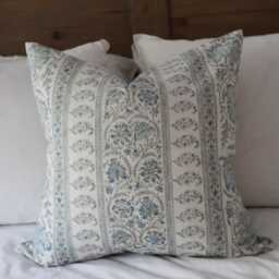 Floral Print Cotton Cushion Blue English Country Throw Pillow 50x50cm - thumbnail 2