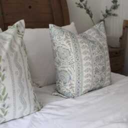 Floral Print Cotton Cushion Blue English Country Throw Pillow 50x50cm - thumbnail 3