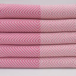 "Turkish Pink Blanket, 100%cotton Blanket, Turkish Blanket, Blanket, Peshtemal Cover, Beach Throw, Bedspread, Bed Cover, Bed Rug, 75""x91" - thumbnail 2