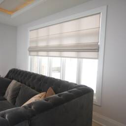 Custom Flat Roman Shade, Cheval Linen, Chain Mechanism, With Lining - thumbnail 2