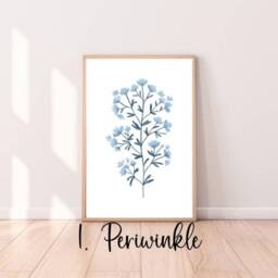 Blue Prints, Wall Art, Bedroom Flower Floral Print, Home Decor, Office Pastel Art - thumbnail 2