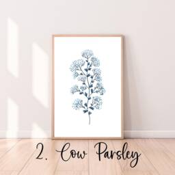 Blue Prints, Wall Art, Bedroom Flower Floral Print, Home Decor, Office Pastel Art - thumbnail 3