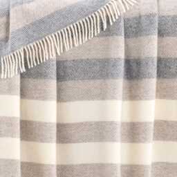 Megan Wool Throw - Woven From Pure Neutral Stripes With Fringe Edge - thumbnail 3