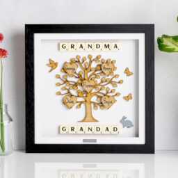 Grand Children Family Tree With Grandchildren's Names Mothers Day Gift Scrabble Tree Picture Frame Grandkids Present Mum Xmas Gift - thumbnail 3