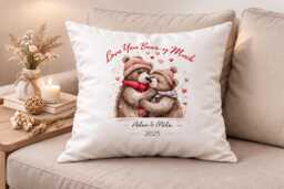 Love You Beary Much Pillow Bear Couple Cushion Personalized Valentine's Gift Cute Decor Custom Name 43x43 - thumbnail 1