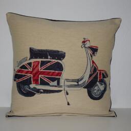 Decorative Cushion Cover Union Jack Roller Tapestry Fabric Back Made Of Dark Blue Corduroy England Gb Great Britain Queen Child - thumbnail 3