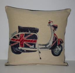Decorative Cushion Cover Union Jack Roller Tapestry Fabric Back Made Of Dark Blue Corduroy England Gb Great Britain Queen Child - thumbnail 1