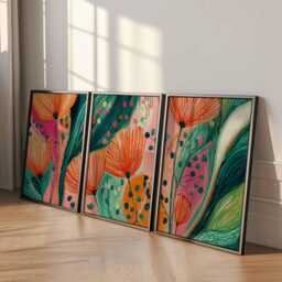 Abstract Floral Print Set, Modern Botanical Art, Vibrant Boho Decor - thumbnail 2