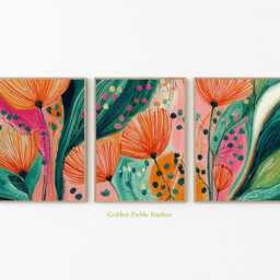 Abstract Floral Print Set, Modern Botanical Art, Vibrant Boho Decor - thumbnail 4