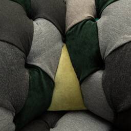 2 Seater Patchwork Chesterfield Sofa - Green & Grey Velvets Herringbone Wool, Unique British Handmade Furniture - thumbnail 4