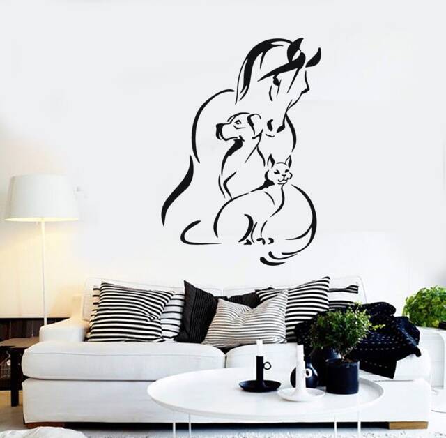 Vinyl Wall Decal Animals Horse Dog Cat Farm Veterinary Clinic Cute Pets Decor Stickers Mural - #2352Di - image 1
