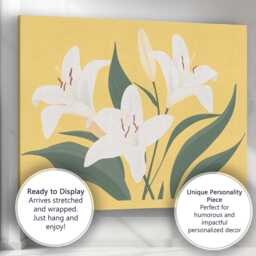 Delicate Ivory Lily Blossom Botanical Floral Art Canvas Wall Print Decor Picture Ready To Hang - thumbnail 3