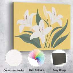 Delicate Ivory Lily Blossom Botanical Floral Art Canvas Wall Print Decor Picture Ready To Hang - thumbnail 2