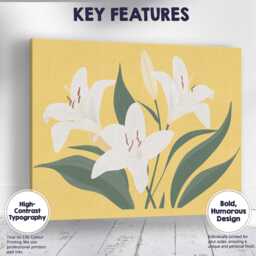 Delicate Ivory Lily Blossom Botanical Floral Art Canvas Wall Print Decor Picture Ready To Hang - thumbnail 1