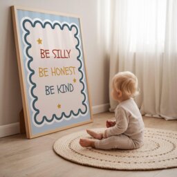 Be Silly Kind Honest, Nursery Quote Print, Toddler Bedroom, Playroom Prints For Kids, Kids Quotes Prints, Reading Corner Print - thumbnail 2