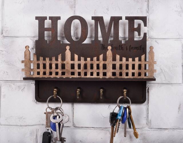 Personalized Wood Key Hanger For Wall, Entryway Organizer - image 1