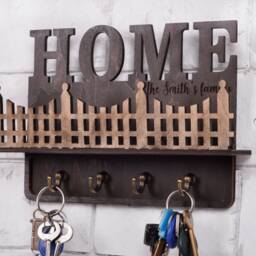 Personalized Wood Key Hanger For Wall, Entryway Organizer - thumbnail 3