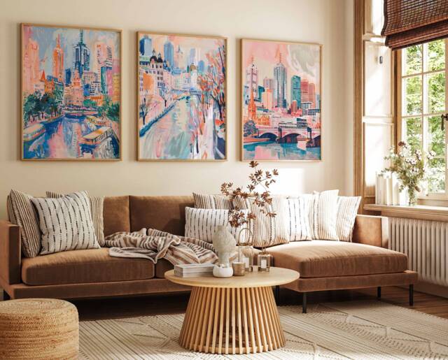 Set Of 3 Melbourne Poster Set, Australian Travel Prints, Australia Art, Decor, Oceania Wall Art - image 1