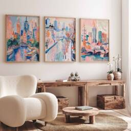Set Of 3 Melbourne Poster Set, Australian Travel Prints, Australia Art, Decor, Oceania Wall Art - thumbnail 3