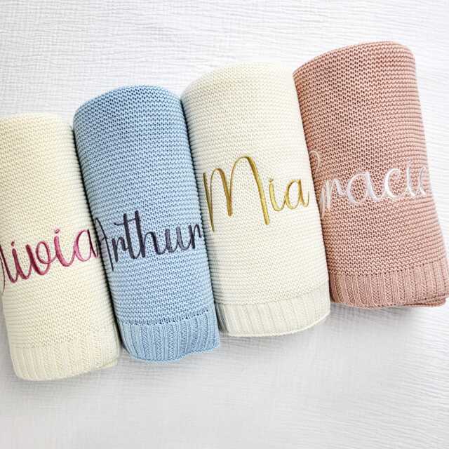 Personalised Baby Blanket With Name Embroidered For Newborn Gift Card Included, Baby, Newborn Gifts - image 1
