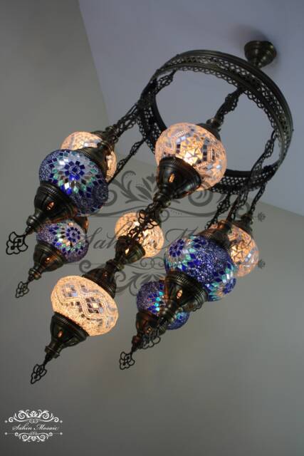 9 Ball Turkish Sultan Mosaic Chandelier Multi-Color - image 1