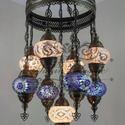 9 Ball Turkish Sultan Mosaic Chandelier Multi-Color - thumbnail 3