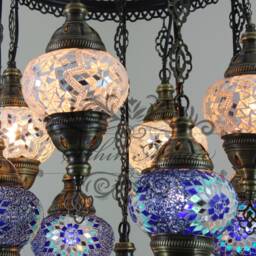 9 Ball Turkish Sultan Mosaic Chandelier Multi-Color - thumbnail 2