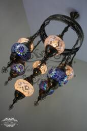 9 Ball Turkish Sultan Mosaic Chandelier Multi-Color - thumbnail 1