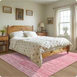 Handtufted Pink Moroccan Rug, Shag Custom Made Carpet, Large Area Berber Rug - thumbnail 3