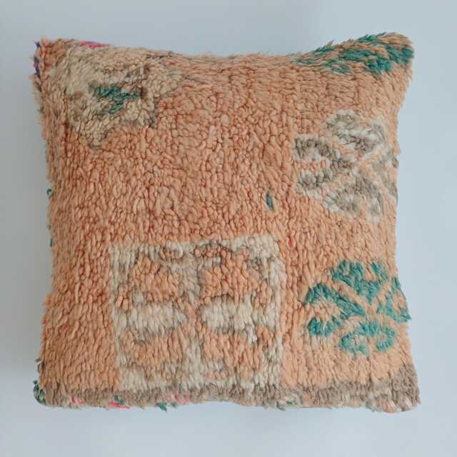 Moroccan Wool Cushion Cover, Handmade Berber Pillow, Multicoloured Vintage Rug Cushion, Tribal Throw 20''x20''/50x50 cm - image 1