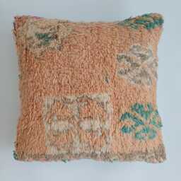 Moroccan Wool Cushion Cover, Handmade Berber Pillow, Multicoloured Vintage Rug Cushion, Tribal Throw 20''x20''/50x50 cm - thumbnail 1