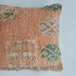 Moroccan Wool Cushion Cover, Handmade Berber Pillow, Multicoloured Vintage Rug Cushion, Tribal Throw 20''x20''/50x50 cm - thumbnail 2