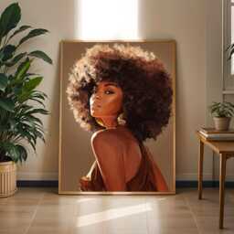 Afrocentric Woman Portrait Print Brown, Gold, & Beige Art - Poster Only - thumbnail 2