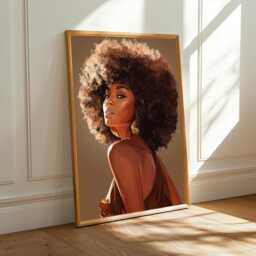 Afrocentric Woman Portrait Print Brown, Gold, & Beige Art - Poster Only - thumbnail 1