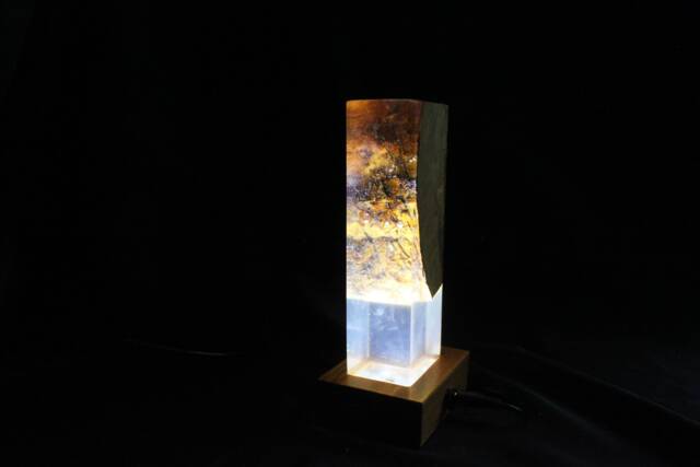 Olive Wood Resin Lamp, Warm White Led Night Light - image 1